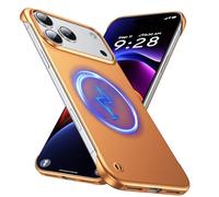 GRECAZO Magnetic Ultra Thin Frosted Designed for iPhone 17 Pro Max Frameless Case 6.9 inch [Compatible with MagSafe] Slim Minimalist Lightweight Matte Hard Cover Protective Borderless Case- Orange