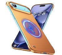 GRECAZO Magnetic Ultra Thin Frosted Designed for iPhone Air Frameless Case 6.5 inch [Compatible with MagSafe] Slim Minimalist Lightweight Matte Hard Cover Protective Borderless Case- Orange