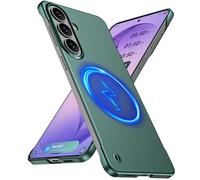 GRECAZO Magnetic Ultra Thin Frosted Designed for Samsung Galaxy S26 Frameless Case 6.3"[Compatible with MagSafe] Slim Minimalist Lightweight Matte Hard Cover Protective Borderless Case-Dark Green