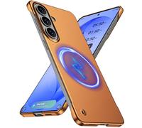 GRECAZO Magnetic Ultra Thin Frosted Designed for Samsung Galaxy S26 Plus Frameless Case 6.7"[Compatible with MagSafe] Slim Minimalist Lightweight Matte Hard Cover Protective Borderless Case-Orange