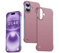 GRECAZO Ultra Thin Frosted Designed for iPhone 16 Plus Frameless Case 6.7 inch Slim Minimalist Lightweight Matte Hard Cover Protective Borderless Case- Dawn Pink