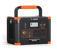 GRECELL Portable Power Station 1000W, 999Wh Solar Generator Backup Battery Pack with 2x Pure Sine Wave 1000W, 2x 230V AC Outlets, PD 60W for Home Camping Outdoors Trip RV Emergency(2000W Peak), T-1000