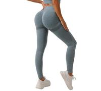 GRECERELLE Gym Leggings for Women Elasticated Waist Softness Elastic Butt Lifting Opaque Tummy Control Trousers Yoga Workout Running Walking Pants for Ladies (Grey Blue, S)