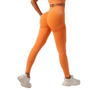 GRECERELLE Gym Leggings for Women Elasticated Waist Softness Elastic Butt Lifting Opaque Tummy Control Trousers Yoga Workout Running Walking Pants for Ladies (Orange, L)