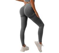 GRECERELLE Gym Leggings for Women Elasticated Waist Softness Elastic Butt Lifting Opaque Tummy Control Trousers Yoga Workout Running Walking Pants for Ladies (Dark Grey, L)