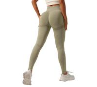 GRECERELLE Gym Leggings for Women Elasticated Waist Softness Elastic Butt Lifting Opaque Tummy Control Trousers Yoga Workout Running Walking Pants for Ladies (Green, XL)