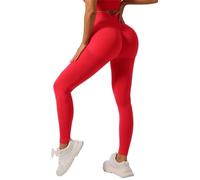 GRECERELLE Gym Leggings for Women Elasticated Waist Softness Elastic Butt Lifting Opaque Tummy Control Trousers Yoga Workout Running Walking Pants for Ladies (Red, L)