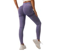 GRECERELLE Gym Leggings for Women Elasticated Waist Softness Elastic Butt Lifting Opaque Tummy Control Trousers Yoga Workout Running Walking Pants for Ladies (Purple, L)
