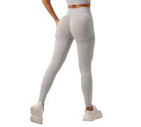 GRECERELLE Gym Leggings for Women Elasticated Waist Softness Elastic Butt Lifting Opaque Tummy Control Trousers Yoga Workout Running Walking Pants for Ladies (Light Grey, M)