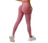 GRECERELLE Gym Leggings for Women Elasticated Waist Softness Elastic Butt Lifting Opaque Tummy Control Trousers Yoga Workout Running Walking Pants for Ladies (Rose Red, M)