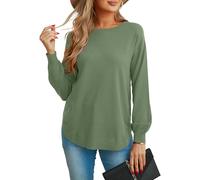 GRECERELLE Jumpers for Women UK Winter Spring Warm Long Sleeve Crew Neck Lightweight Sweater Tops Casual Soft Knit Pullover for Ladies (Olive Green, M)