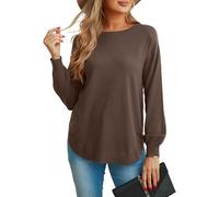 GRECERELLE Jumpers for Women UK Winter Spring Warm Long Sleeve Crew Neck Lightweight Sweater Tops Casual Soft Knit Pullover for Ladies (Coffee, M)