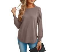 GRECERELLE Jumpers for Women UK Winter Spring Warm Long Sleeve Crew Neck Lightweight Sweater Tops Casual Soft Knit Pullover for Ladies (Dark Apricot, L)