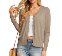 GRECERELLE Ladies V Neck Jumpers Fabric is an Excellent Quality Winter Tops for Women UK Cardigans Women's Cardigan (Khaki, S)