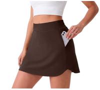 GRECERELLE Tennis Skirt for Women with Shorts Golf Skirts, Dark Coffee, XL