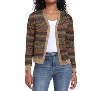 GRECERELLE Womens Cardigan Flower Print Lightweight Button Down Long Sleeve Crop Cardigans Ladies V-Neck Shrugs Cardigans (Round Flower Green, L)
