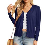 GRECERELLE Women's Cardigans Knit Long Sleeve V Neck Button Down Lightweight Ladies Scalloped Shrugs Jumper Cardigan for Dress Summer Evening Wedding