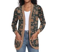 GRECERELLE Womens Flower Cardigan Spring Summer Long Sleeve Lightweight Cardigans with Pockets (Aster Green, L)