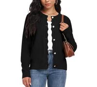 GRECERELLE Womens Frenchy Cardigan Casual Lightweight Button Down Long Sleeve Knit Jumper Ladies Cardigans (Black,M)