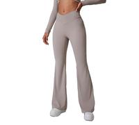 GRECERELLE Womens High Waisted Leggings Naked Feeling Soft Stretchy Tummy Scrunch Butt Workout Gym Yoga Pants Slim Tights (Flaxen, S)