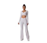 GRECERELLE Womens High Waisted Leggings Naked Feeling Soft Stretchy Tummy Scrunch Butt Workout Gym Yoga Pants Slim Tights (Beech White, M)