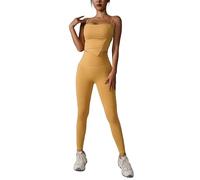 GRECERELLE Womens High Waisted Leggings Seamless Butt Lifting Soft Stretchy Tummy Scrunch Butt Workout Gym Yoga Pants Slim Tights (Palm Leaf Yellow, XL)