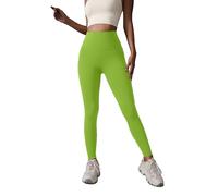 GRECERELLE Womens High Waisted Leggings Seamless Butt Lifting Soft Stretchy Tummy Scrunch Butt Workout Gym Yoga Pants Slim Tights (Lemon Green, M)