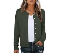 GRECERELLE Womens Soft Cardigans Elegant Lightweight Long Sleeve Ladies Cardigan Knit Jumper Pearl Button Down Sweaters for Women UK, Autumn, Winter, Dating and Party (Army Green, S)
