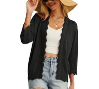 GRECERELLE Womens Summer Cardigan Button Down Long Sleeve Ladies Lightweight Soft Casual Shrugs Scalloped Edges Cardigans Summer Evening, Wedding