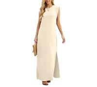 GRECERELLE Womens Summer Maxi Dress Elegant Styles Basic Sleeveless Maxi Dresses with Split and Pockets (Apricot White, XL)