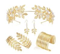 Grecian Goddesses Costume Accessories Set Roman Toga Party Headband Upper Arm Cuffs Earring Necklace Jewelry