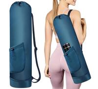 Grednfhat Yoga Mat Bag with Water Bottle, Full Zip Yoga Mat Carrier Adjustable Strap Yoga Mat Holder with Pocket Waterproof Yoga Bags for Women Men (Blue)