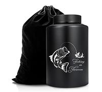 Gredstar Adult Urn for Ashes Fishing Cremation Urns Black Large Decorative Memorial Keepsake Urn for Human Remains - Up to 220 lbs