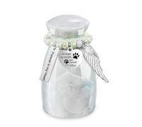 Gredstar Cremation Urns for Dog Cat Ashes, Small Ceramic Keepsake Urn with No longer by my side Charms - Memorial Sympathy Gift for Pet Loss, Decorative Vase with Soft Colour Glaze