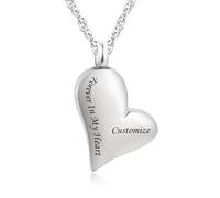 Gredstar Customize Urn Necklace for Ashes for Women Personalized Heart Shaped Keepsake Memorial Pendant In Loving Memory of Forever in My Heart Cremation Jewellery