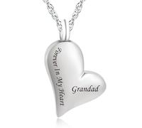 Gredstar Forever in My Heart Urn Necklace for Ashes for Women Heart Shaped Keepsake Memorial Pendant In Loving Memory of Granddad Cremation Jewellery