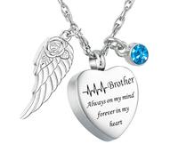 Gredstar Heartbeat Urn Necklace for Ashes In Loving Memory of Brother Memorial Urn Chain Keepsake Pendant for Loss Ashes Holder Cremation Jewellery Sympathy Gift