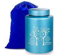 Gredstar Love Tree Memorial Urn - Blue Handcrafted Cremation Urn for Human Ashes Up to 140 lbs, Airtight Decorative Keepsake with Velvet Bag