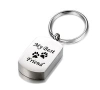 Gredstar Paw Prints Memorial Keychain - Small Stainless Steel Urn for Pet Ashes, Dog Cat Cremation Keepsake with Gift Box, Sympathy Gift