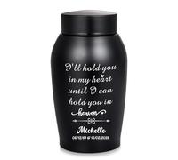 Gredstar Personalised Cremation Urn with Engraved Name & Date - Stainless Steel, I'll Hold You in My Heart Until I Can Hold You in Heaven, Memorial Keepsake for Human or Pet Ashes, Sympathy Gift