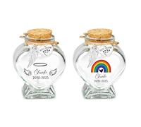 Gredstar Personalised Pet Hair Keepsake Jar, Set of 2 - Customizable Glass Memorial Bottle for Dog & Cat Ashes, Fur or Whiskers, Sympathy Remembrance Gift
