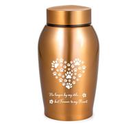 Gredstar Pet Cremation Urns for Dog, Cats Ashes, Gold Keepsake Urn Memorial & Remembrance Gift for Pet Loss