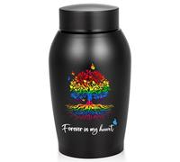 Gredstar Rainbow Tree of Life Black Cremation Urn for Human Ashes or Dog or Cat Pet Loss Remembrance Keepsake, Holds up to 50 lbs