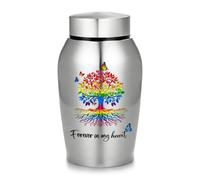 Gredstar Rainbow Tree of Life Silver Cremation Urn for Human Ashes or Dog or Cat Pet Loss Remembrance Keepsake, Holds up to 50 lbs