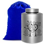 Gredstar Silver Cremation Urn for Adult Ashes - Medium Memorial Urns with Velvet Bag, Funeral Ashes Holder, Love Tree Decorative Keepsake Urn