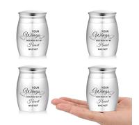 Gredstar Small Angel Wings Keepsake Urns for Human Ashes, 4 Piece Silver Memorial Cremation Urn Set, 'Your Wings Were Ready But My Heart Was Not' Funeral Ashes Holder, Sympathy Gift