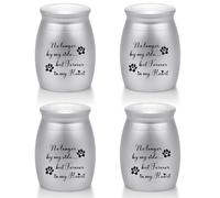 Gredstar Small Keepsake Urns for Human Ashes, 4 Piece Silver Memorial Cremation Urn Set, 'No Longer by My Side but Forever in My Heart' Funeral Ashes Holder, Sympathy Gift