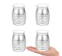 Gredstar Small Urns for Ashes, Set of 4 Mini Cremation Containers for Pet and Human Ashes, Memorial Gifts for Loved Ones (Silve, I'll hold you in heaven)