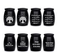Gredstar Small Urns for Ashes, Set of 4 Mini Cremation Containers for Pet and Human Ashes, Memorial Gifts for Loved Ones (Black, Customizable)