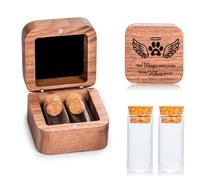Gredstar Wooden Pet Memorial Keepsake Box with Glass Vial for Fur, Whiskers or Ashes - Dog Cat Loss Sympathy Gift